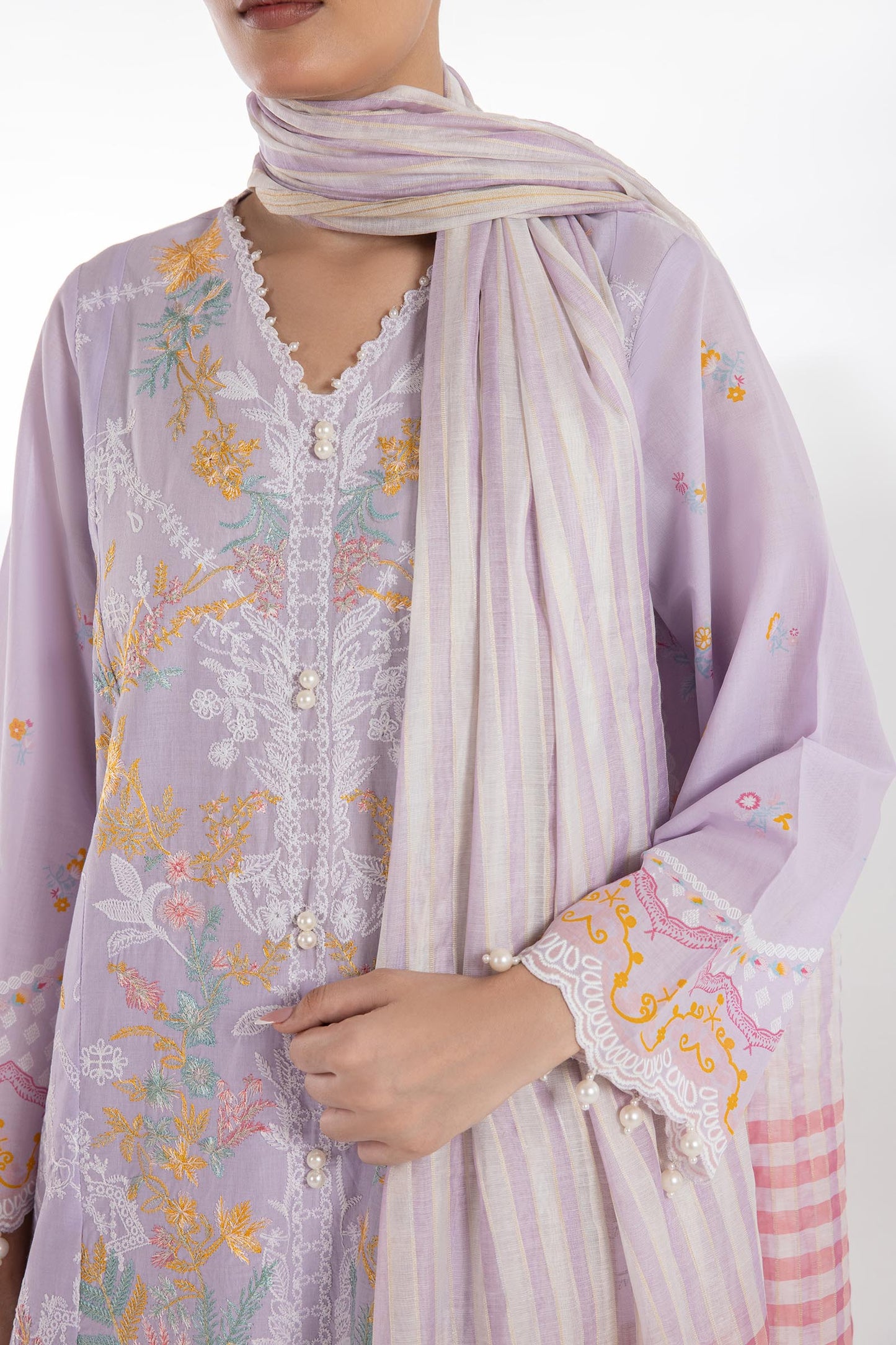 Sana Safinaz | Luxury Pret | Muzlin Lawn Suit SC26MUZ217BP3 - Dress - available at Maria Faisal in UK and USA.