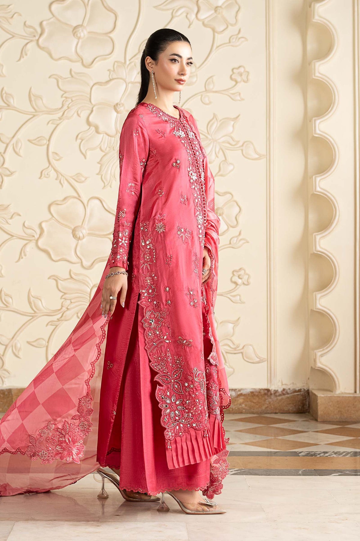 Maria B | Luxury Formals Pre Fall | SF-EA26-12-Pink - Formal Dress - available at Maria Faisal in UK and USA.