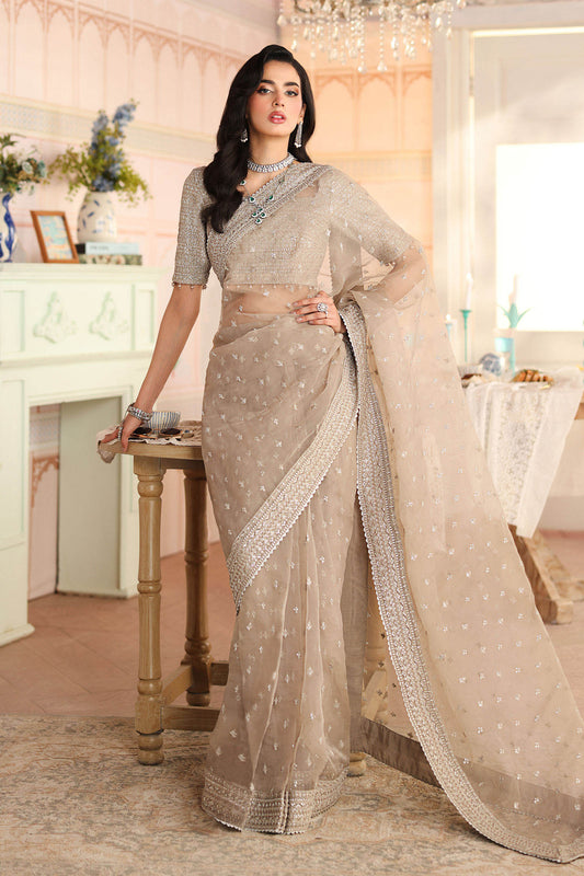 Maria B | Pre Fall Dresses | Embroidered Raw Silk Saree II - Ladies Clothes - Maria Faisal