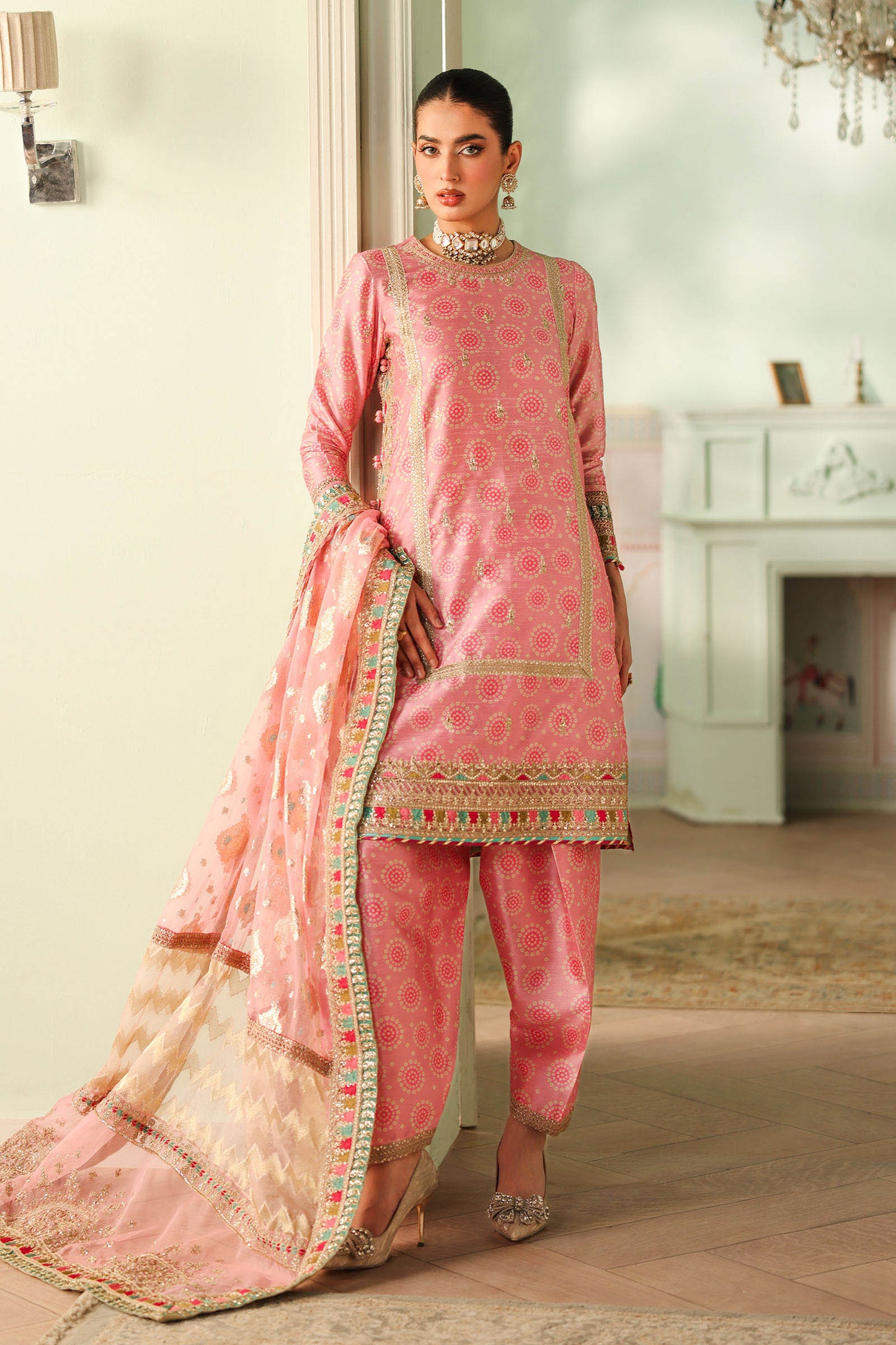 Maria B | Pre Fall Dresses | 3 Piece Embroidered Raw Silk Suit JJ - Ladies Clothes - Maria Faisal