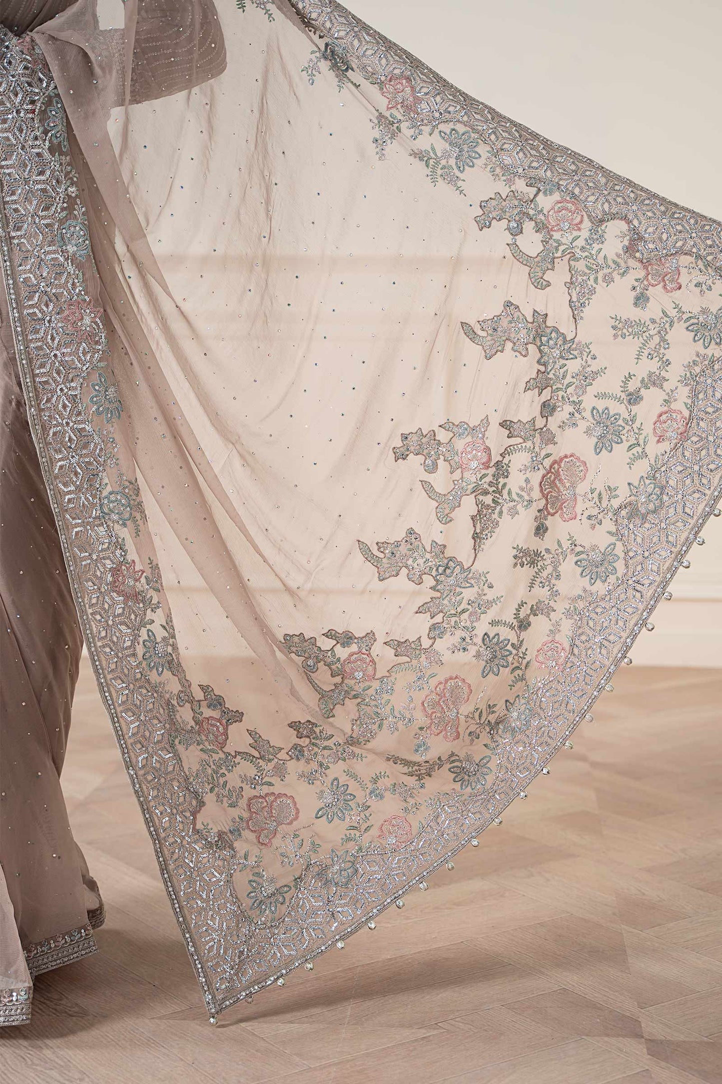 Maria B | Pre Fall Dresses | Embroidered Chiffon Saree FF - Ladies Clothes - Maria Faisal