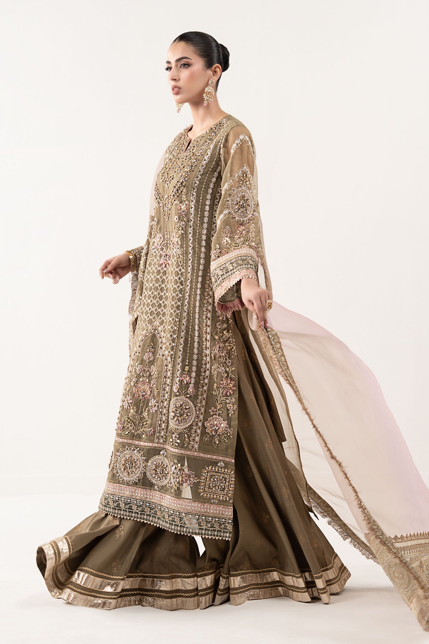 Maria B | Luxury Formals | SF-EF26-10-Coffee - Formal Dress - available at Maria Faisal in UK and USA.