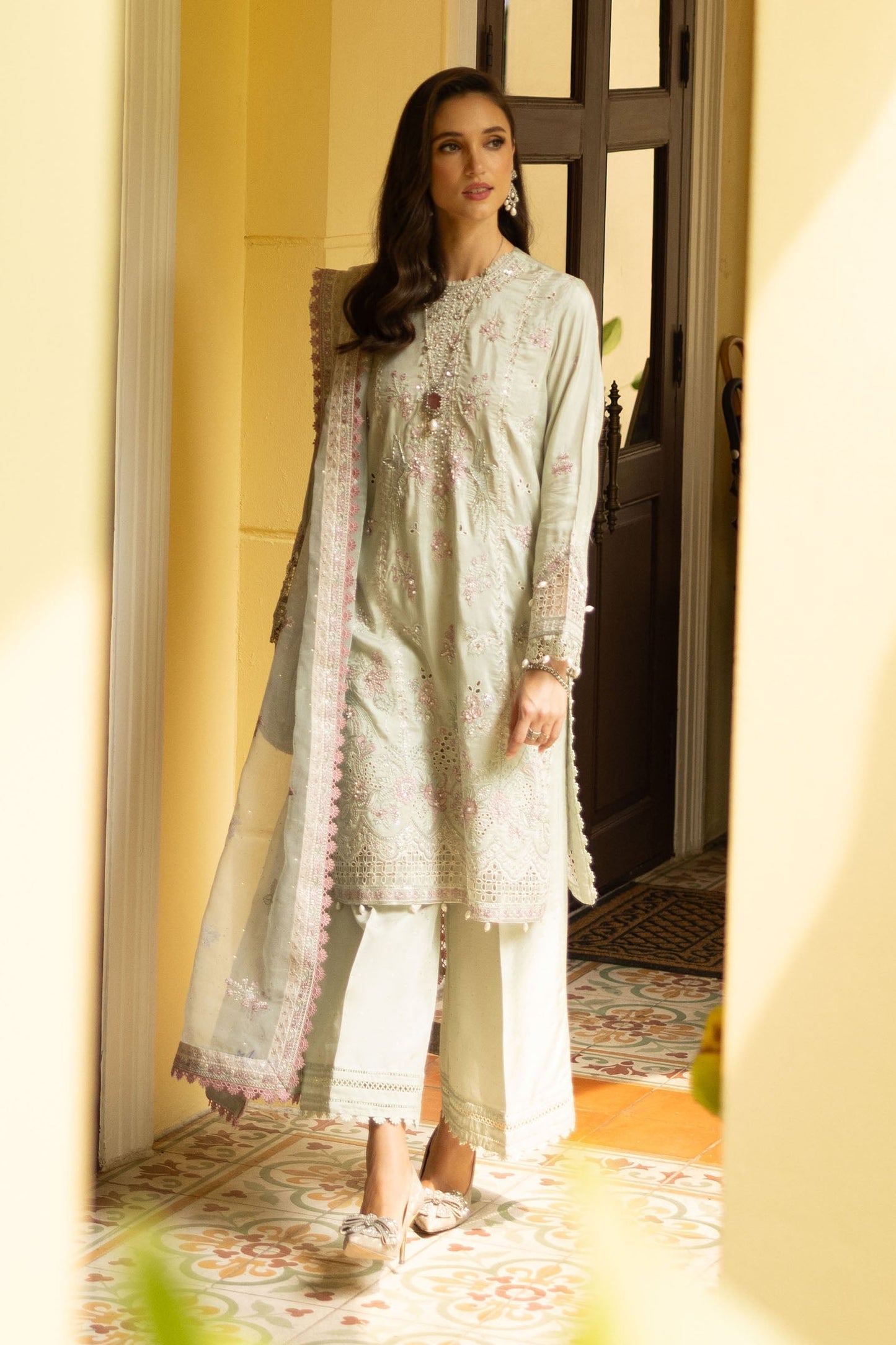 Maria B | Luxury Formals | SF-EF26-20-Green - Formal Dress - available at Maria Faisal in UK and USA.