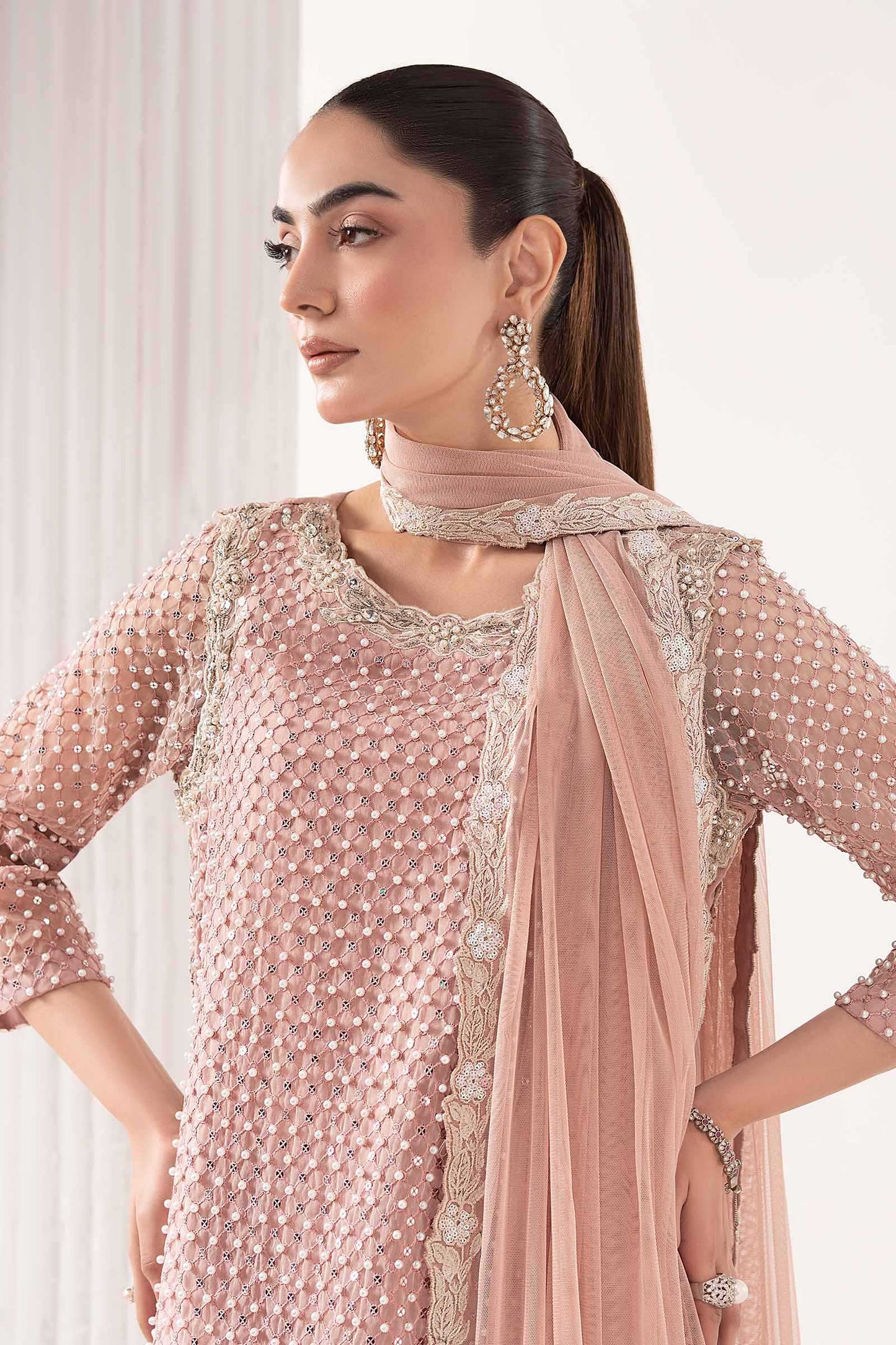 Maria B | Luxury Formals | SF-EF26-23-Pink - Formal Dress - available at Maria Faisal in UK and USA.