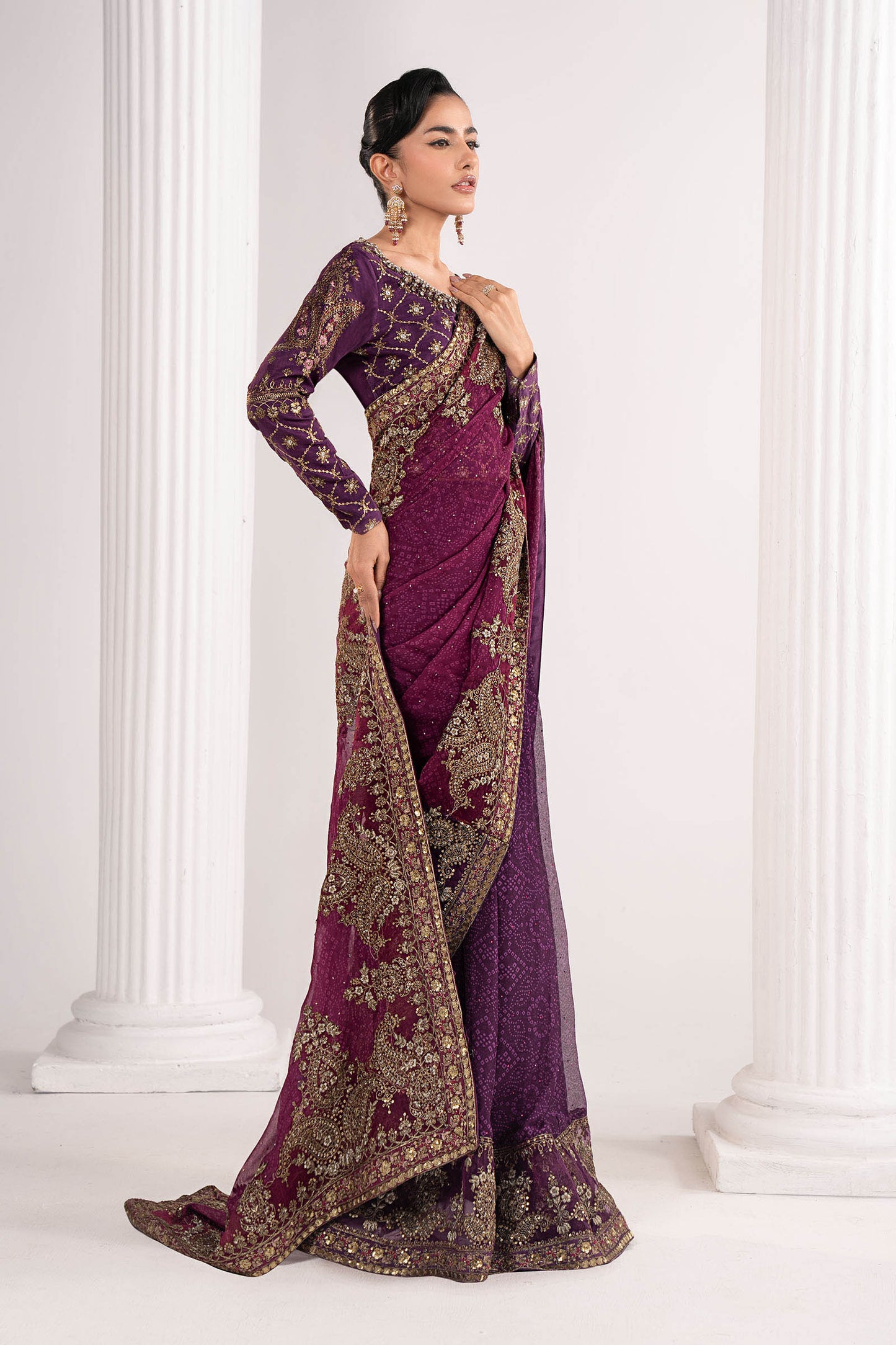 Maria B | Luxury Formals | SF-EF26-67-Purple - Formal Dress - available at Maria Faisal in UK and USA.