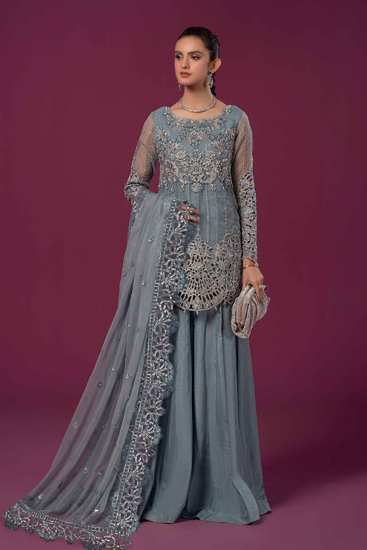 slim fit dress slacks Maria B Embroidered Lawn Unstitched 3 Piece Suit - D-9B - MAB25LLV25 - – Al  Karim Exclusive Fabric Store main image 0