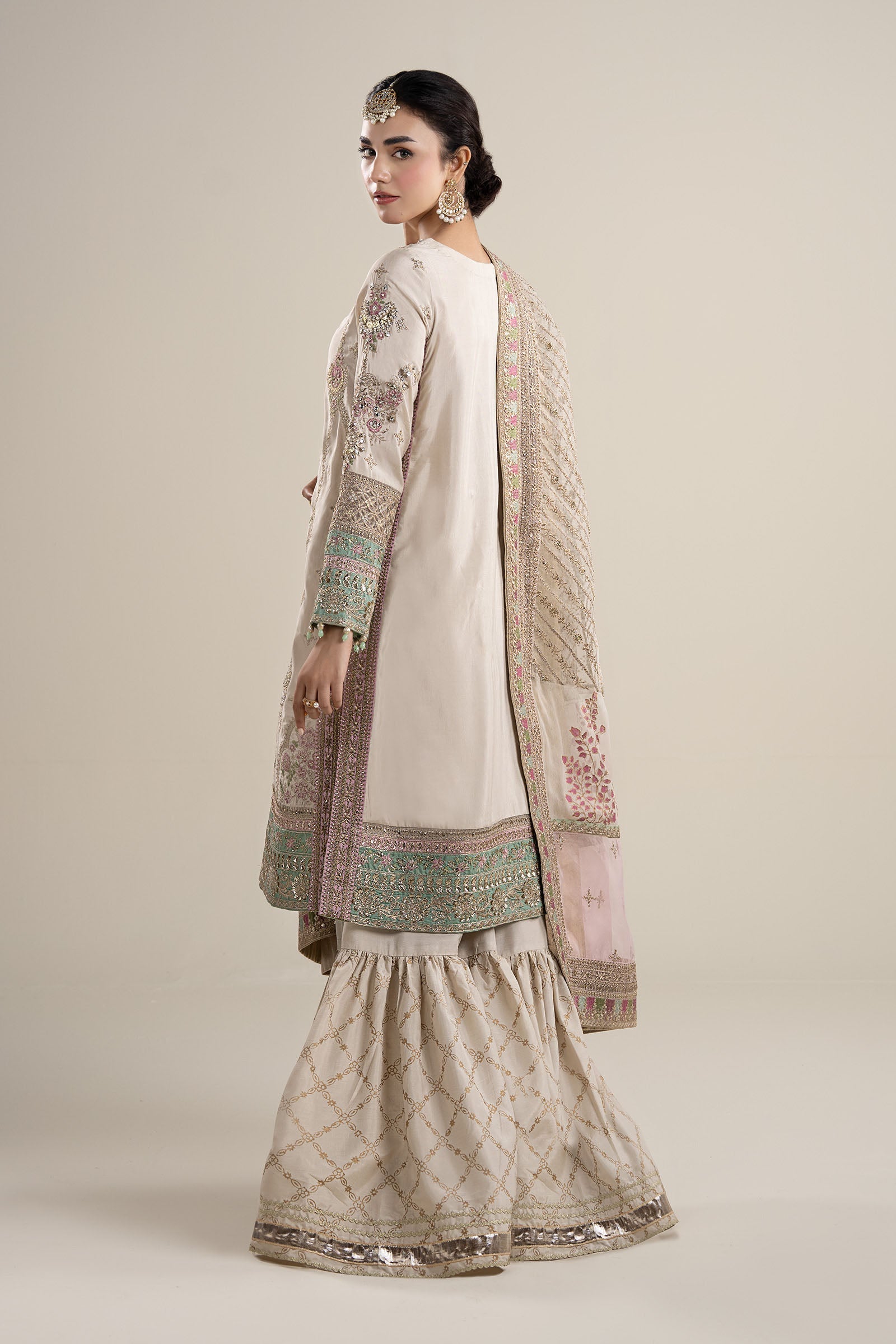Maria B | Pre Fall Dresses | 3 Piece Embroidered Bamber Raw Silk Suit HH - Ladies Clothes - Maria Faisal
