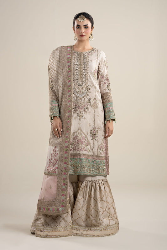 Maria B | Pre Fall Dresses | 3 Piece Embroidered Bamber Raw Silk Suit HH - Ladies Clothes - Maria Faisal