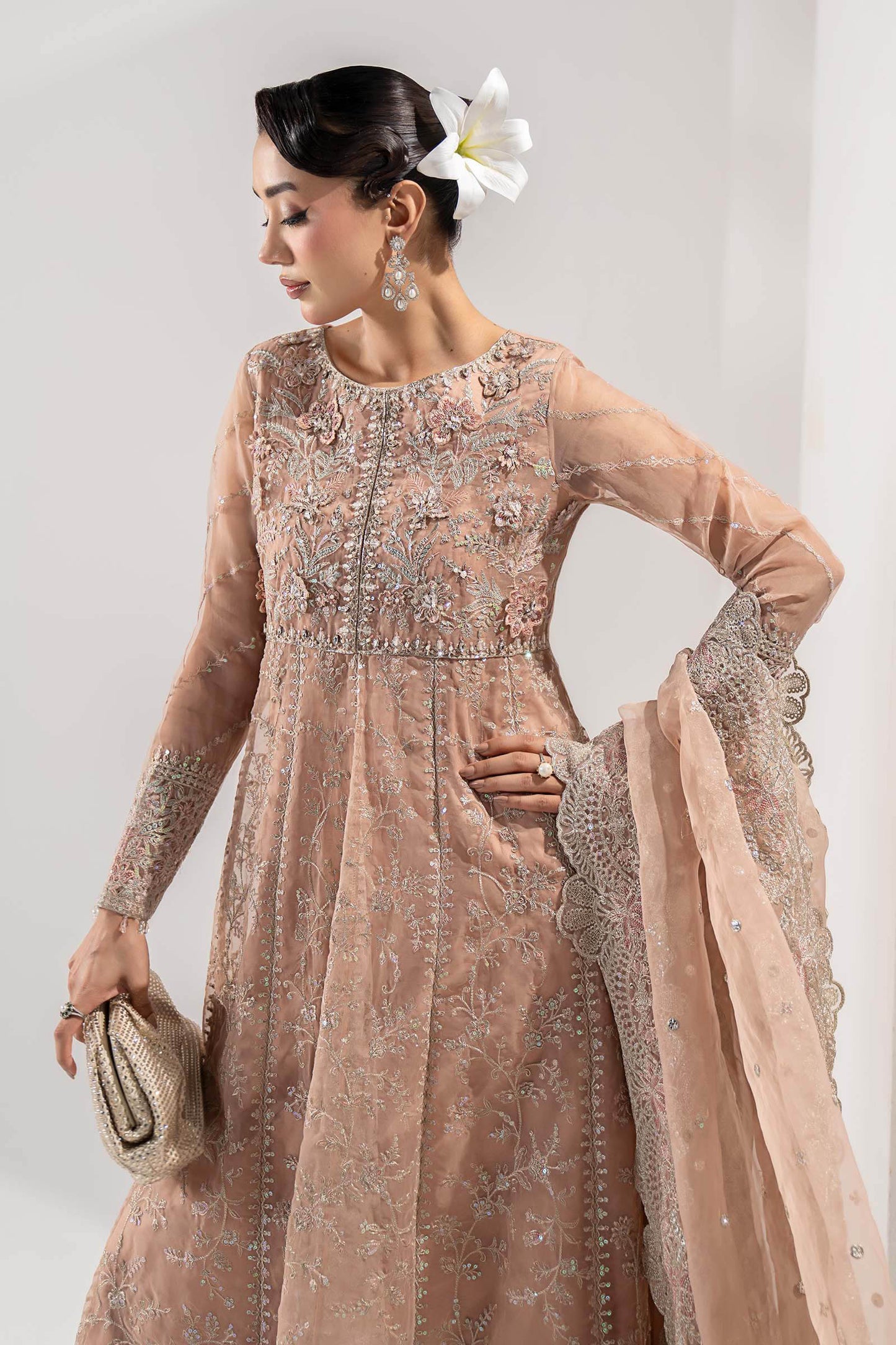 Maria B | Pre Fall Dresses | 3 Piece Embroidered Organza Suit ZS - Ladies Clothes - Maria Faisal
