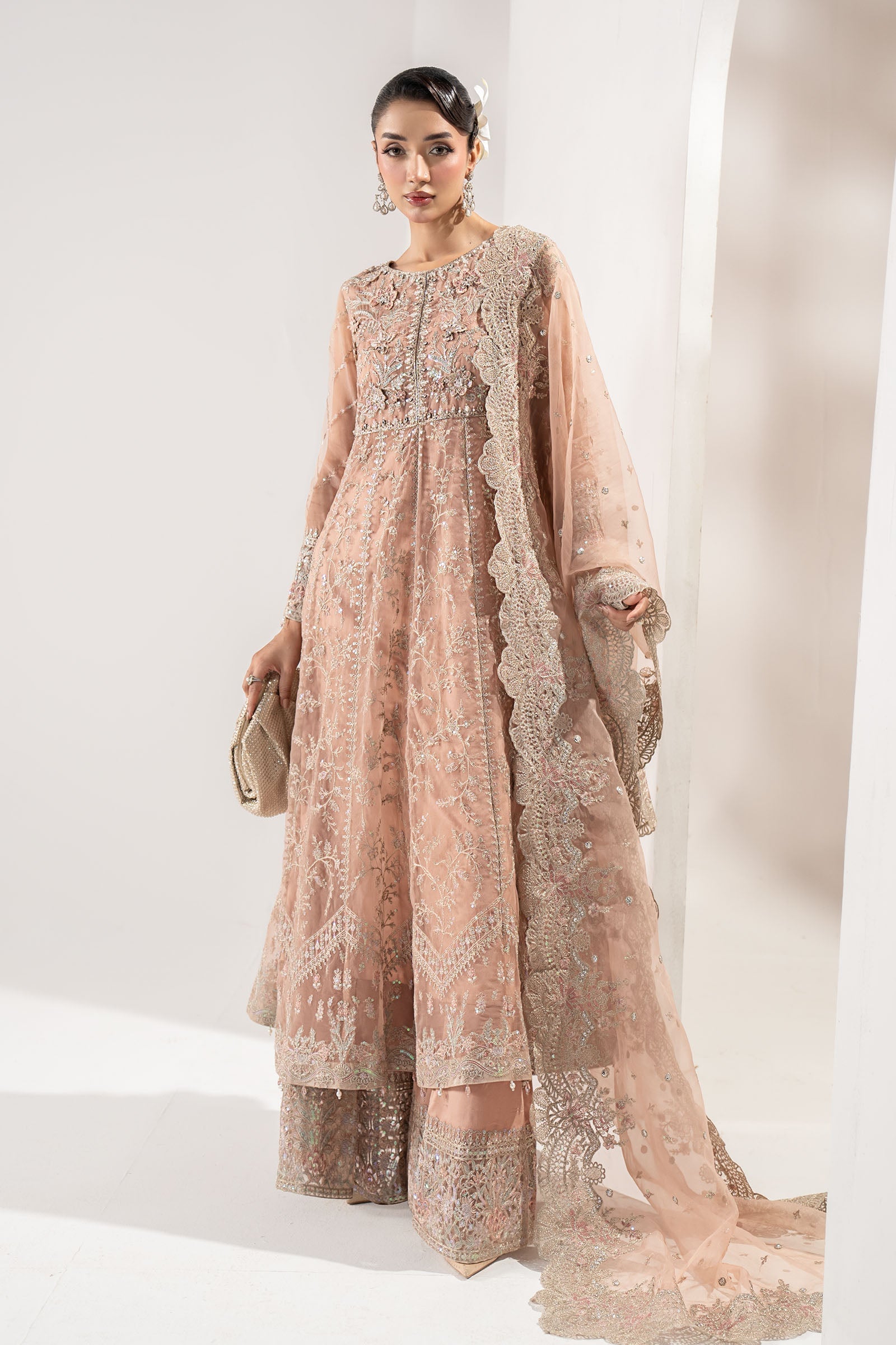 Maria B | Pre Fall Dresses | 3 Piece Embroidered Organza Suit ZS - Ladies Clothes - Maria Faisal