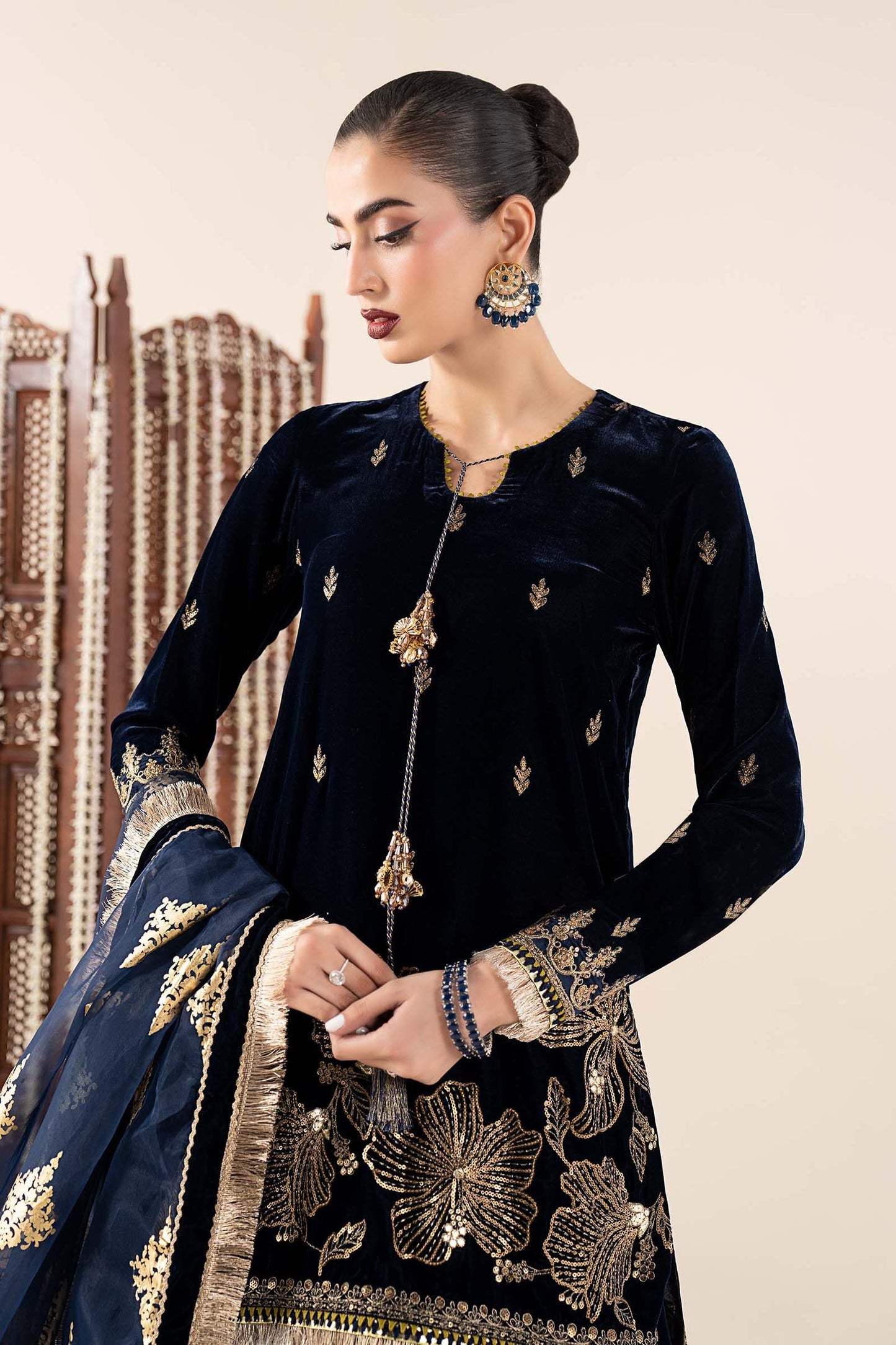 Maria B | Pre Fall 25 | SF-W25-43-Navy Blue - Casual Dress - available at Maria Faisal in UK and USA.