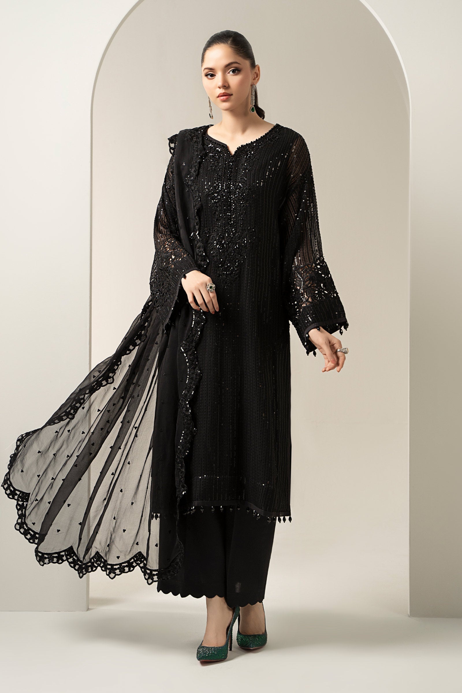 sachin and babi light blue dress Maria B Green Lawn Chiffon Suit 2026 – Embroidered 3PC Dress with Read –  Emarlad Wear