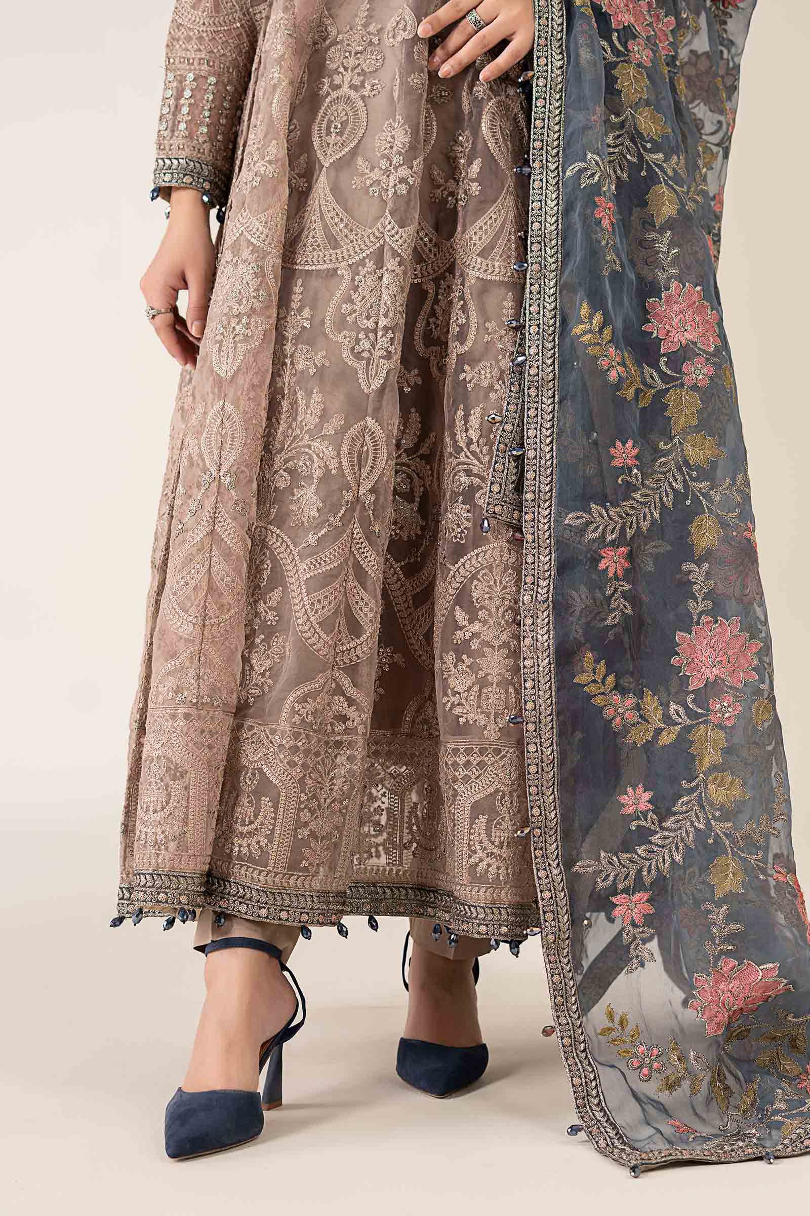 Maria B | Pre Fall Dresses | 3 Piece Embroidered Suit Gray - Ladies Clothes - Maria Faisal