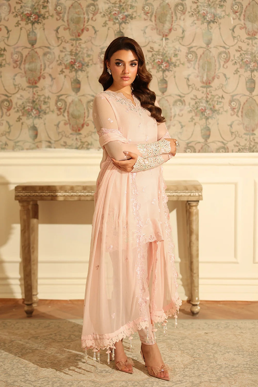 Azure | Ensembles | Silken Rose - Casual Dress - available at Maria Faisal in UK and USA.