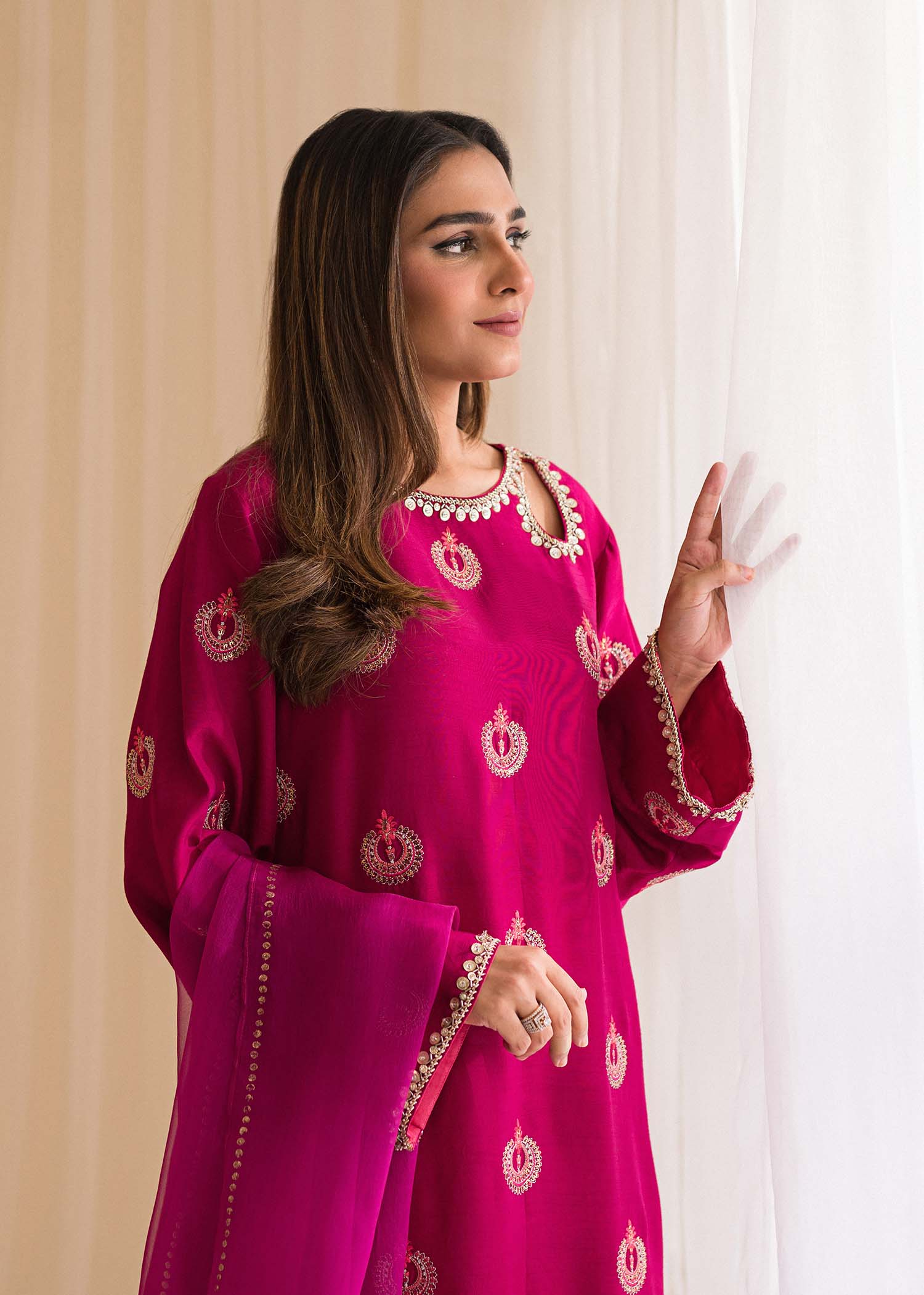 Sadaf Fawad Khan | Lyla Festive Pret | Punchy Pink - Maria Faisal