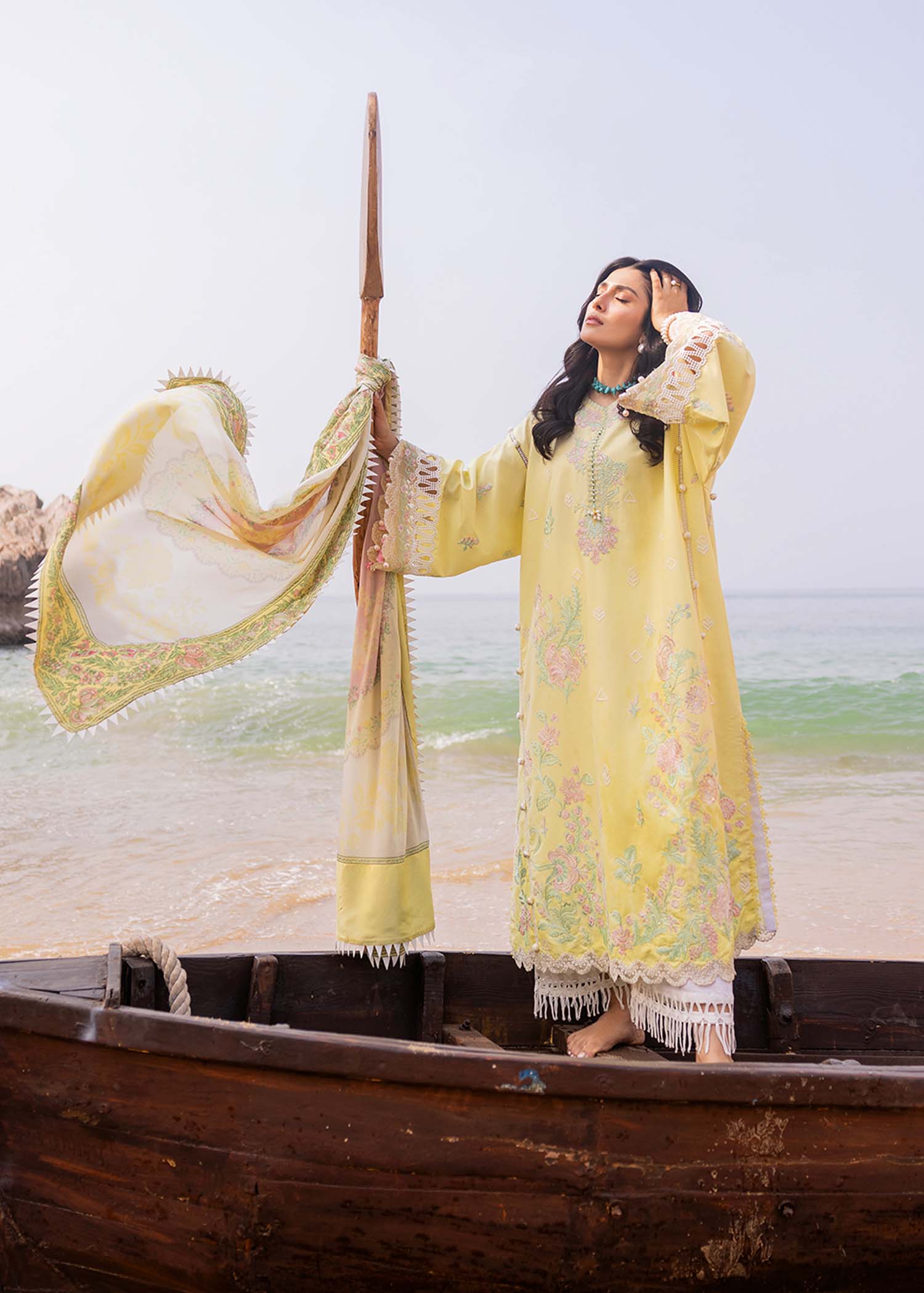 Sadaf Fawad Khan | Siraa Luxury Lawn 24| Amani (A) - Ladies Clothes - Maria Faisal