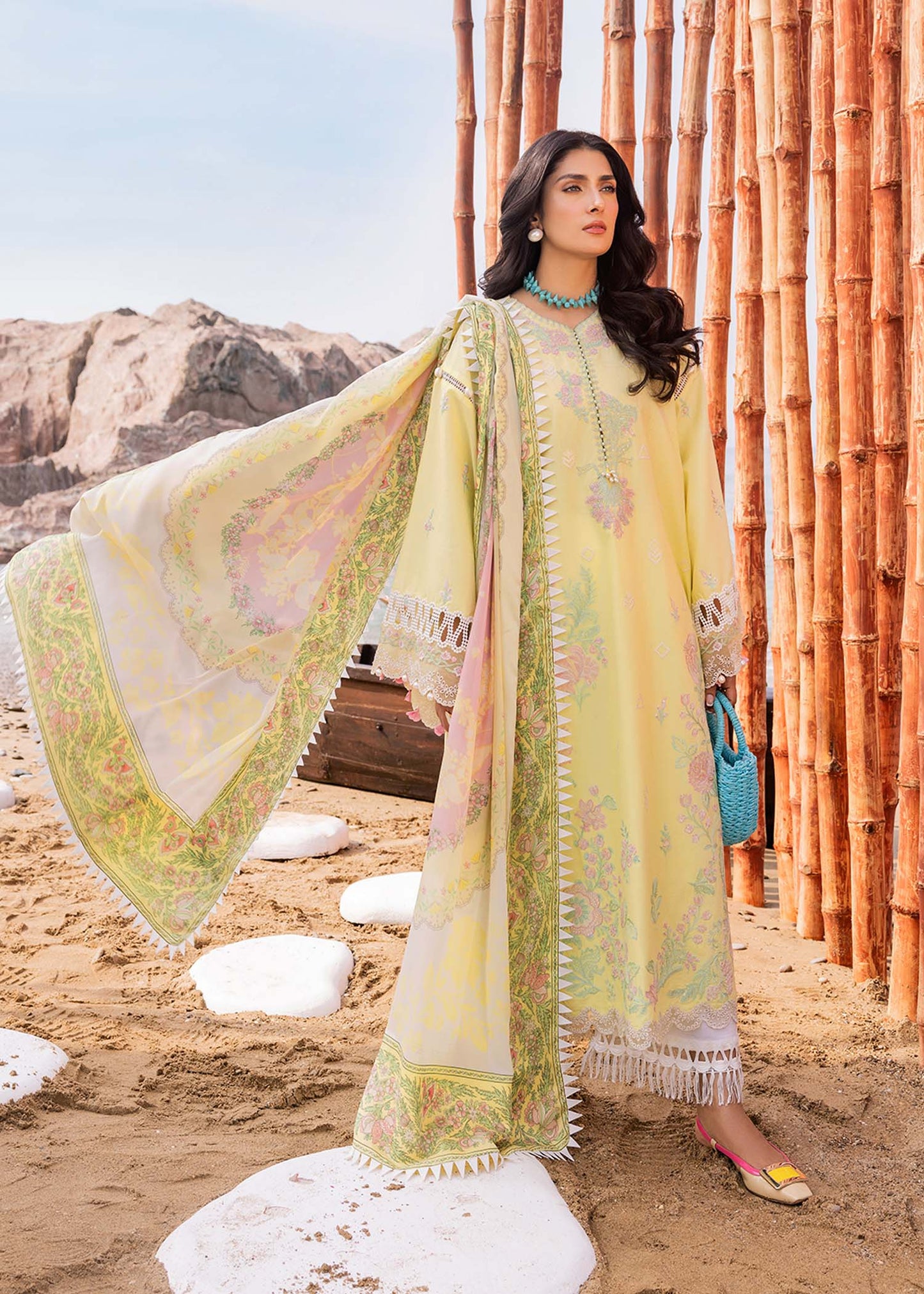 Sadaf Fawad Khan | Siraa Luxury Lawn 24| Amani (A) - Ladies Clothes - Maria Faisal