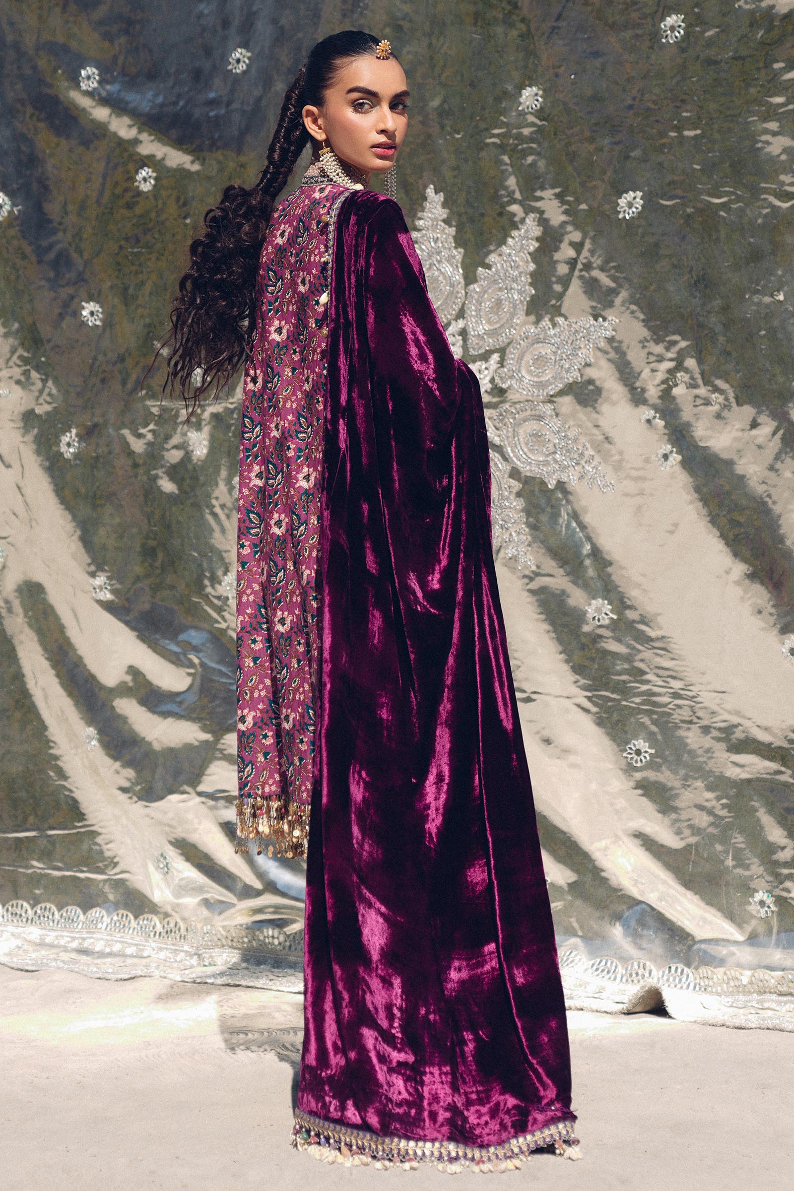 Sana Safinaz | Winter Shawl 24 | Velvet S241-006A-3CP - Ladies Clothes - Maria Faisal