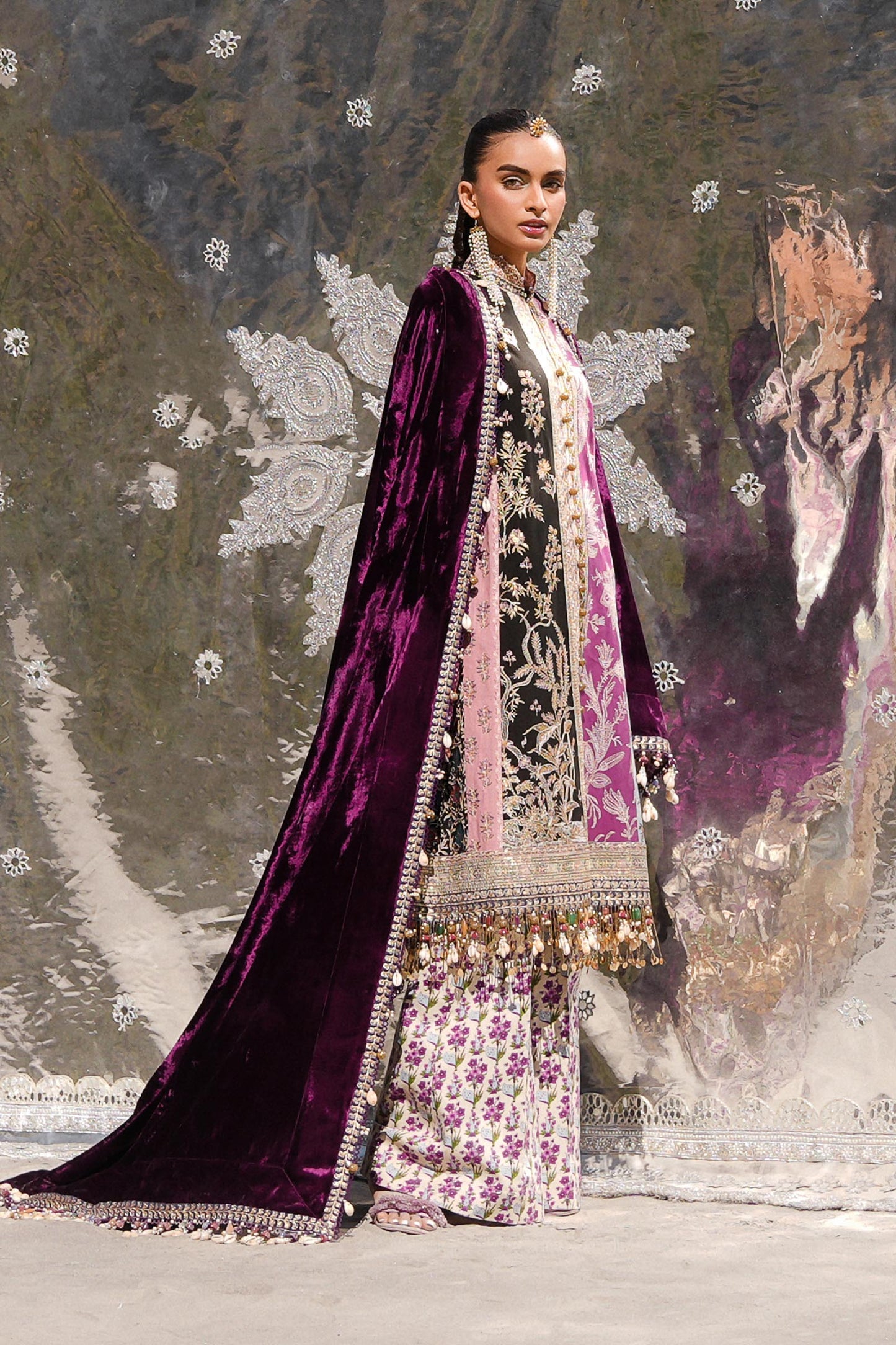 Sana Safinaz | Winter Shawl 24 | Velvet S241-006A-3CP - Ladies Clothes - Maria Faisal