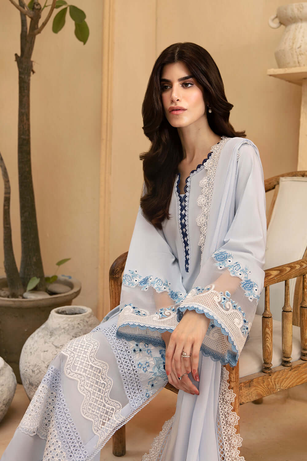 Azure | Luxury Lawn 26 | Skyline Serenity - Luxury Dress - available at Maria Faisal in UK and USA.
