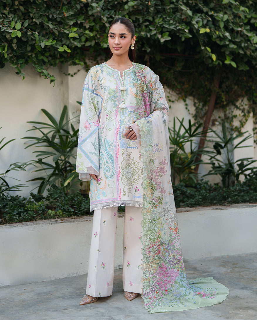 Roheenaz | Whispered Florals | Soft Bloom - Casual Dress - available at Maria Faisal in UK and USA.