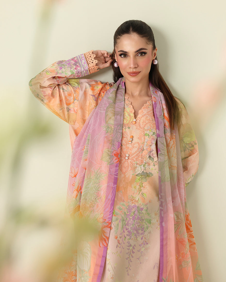 Roheenaz | Rosette Lawn | Sunlit Fern - Casual Dress - available at Maria Faisal in UK and USA.