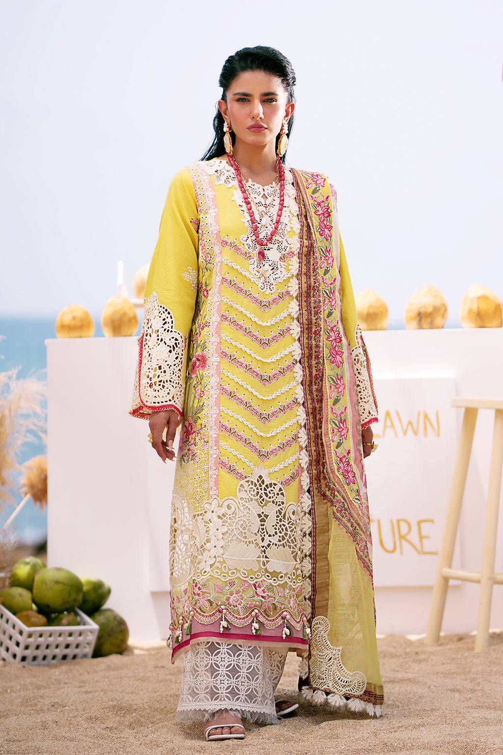 AJR Couture | Dastan Luxury Lawn 25 | Sunset by Maria Faisal - Registered Vendor of : AJR Couture - type : Ladies Clothes - 100% original wedding dresses