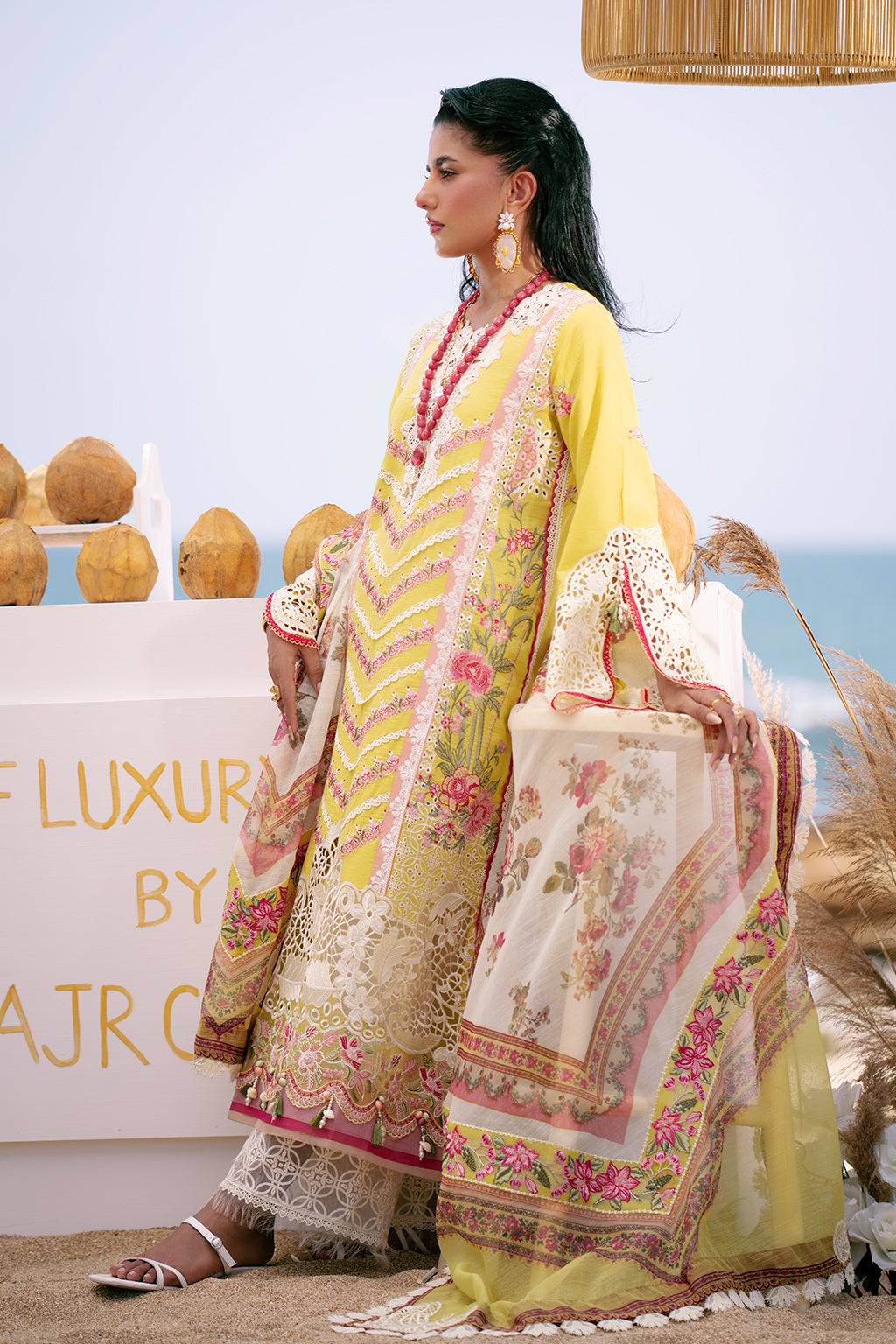 AJR Couture | Dastan Luxury Lawn 25 | Sunset by Maria Faisal - Registered Vendor of : AJR Couture - type : Ladies Clothes - 100% original wedding dresses