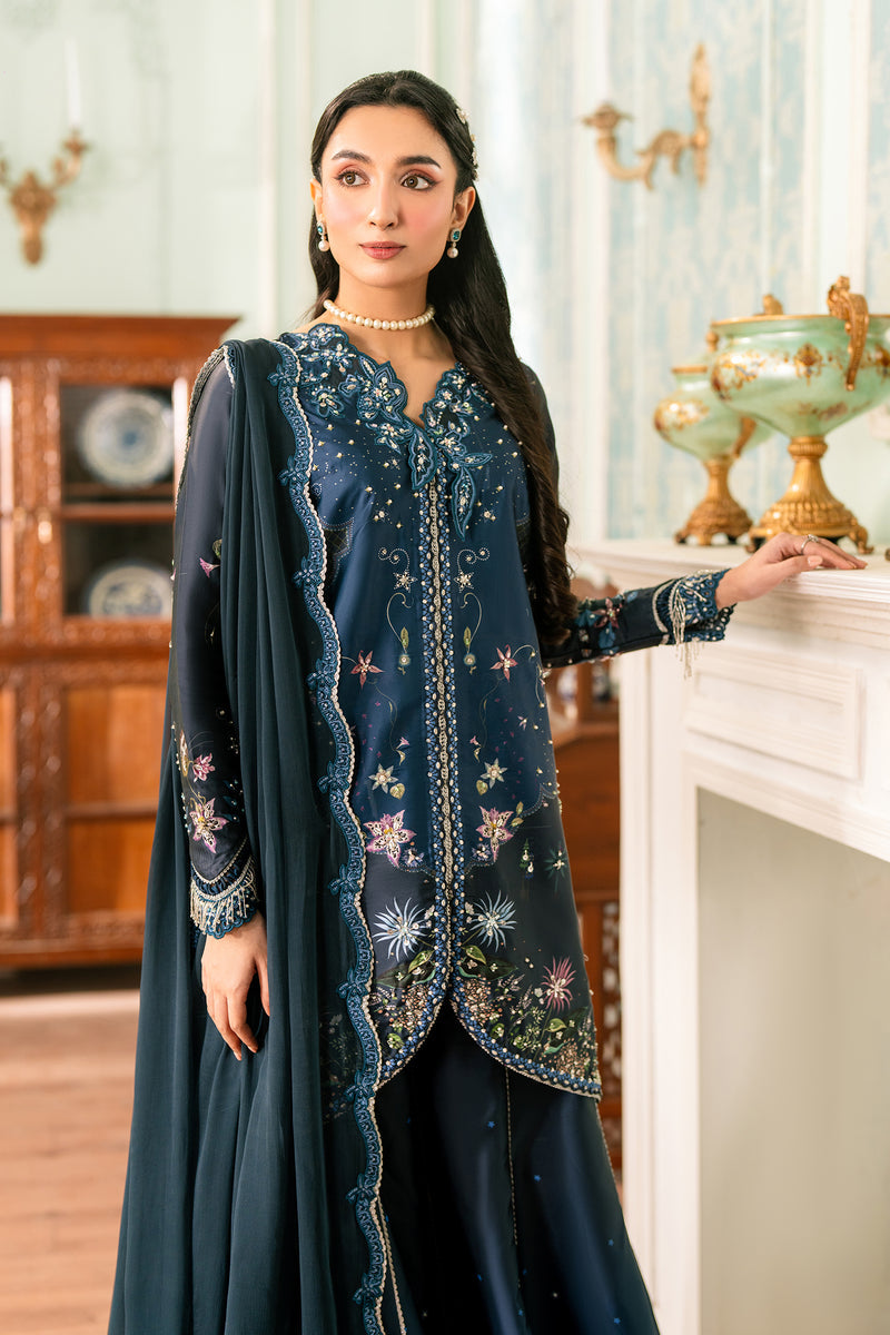 Qalamkar | Luxe Silk 26 | QSL-06 NERINA - Luxury Dress - available at Maria Faisal in UK and USA.