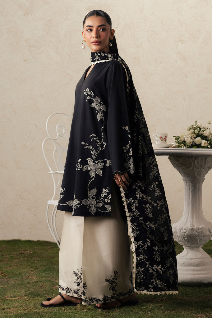 Cross Stitch | The Moonsoon Edit 26 | EBONY LACE-3PC PRINTED SUIT - Luxury Dress - available at Maria Faisal in UK and USA.