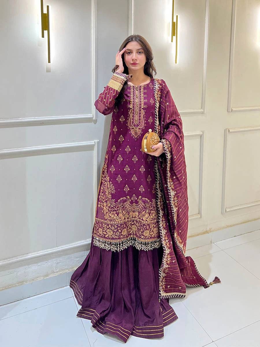 Salitex | Signature Festive Chiffon | JI040 by Maria Faisal - Registered Vendor of : Salitex - type : Ladies Clothes - 100% original wedding dresses