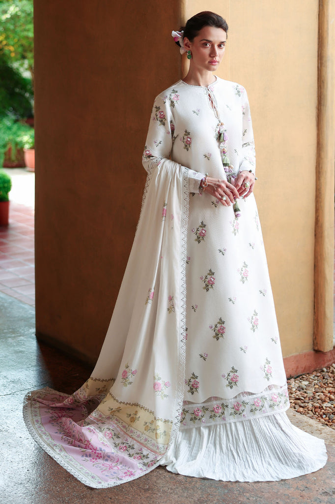 Cross Stitch | Eid Lawn Edit 26 | GARDEN IVORY - Luxury Dress - available at Maria Faisal in UK and USA.