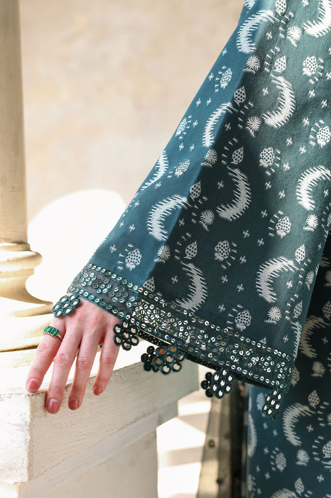 Cross Stitch | Eid Lawn Edit 26 | TEAL SPRUCE - Bridal Dress - available at Maria Faisal in UK and USA.