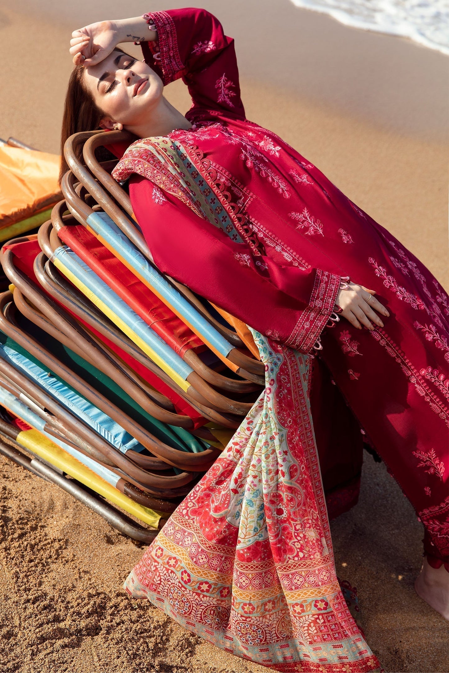 Zaha | Embroidered Lawn Collection | EIRA (ZL23-10 B) - Ladies Clothes - Maria Faisal