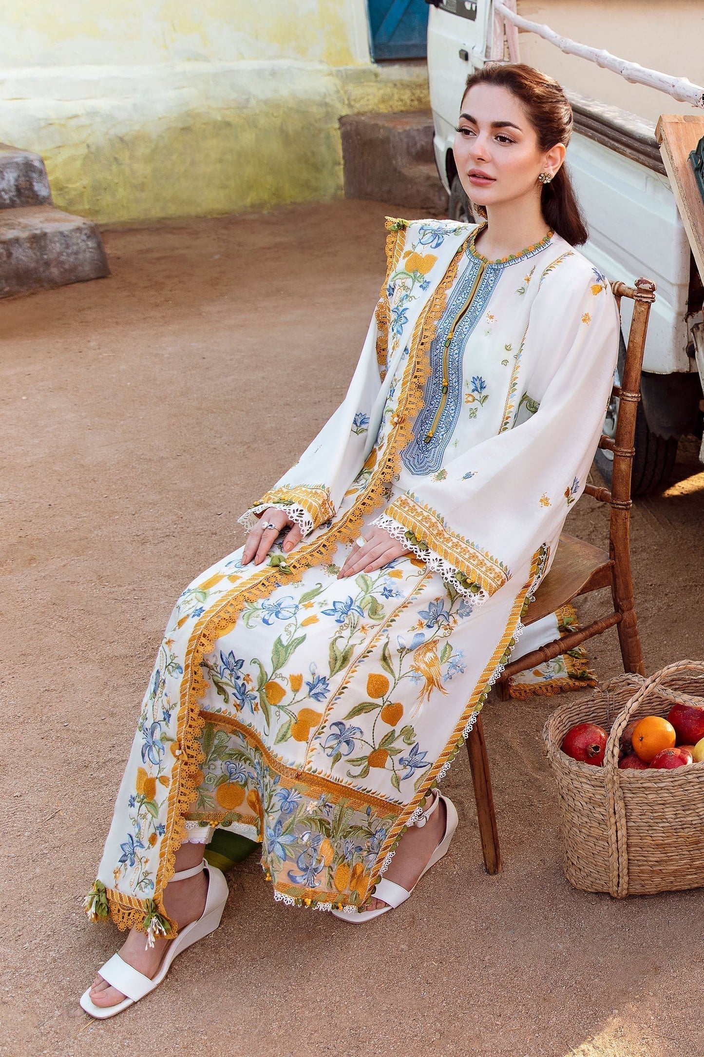 Zaha | Embroidered Lawn Collection | LEYA (ZL23-07 A) - Ladies Clothes - Maria Faisal