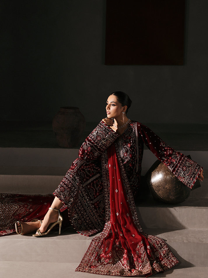 Gulaal | Marais Velvet | VELA - Formal Dress - available at Maria Faisal in UK and USA.