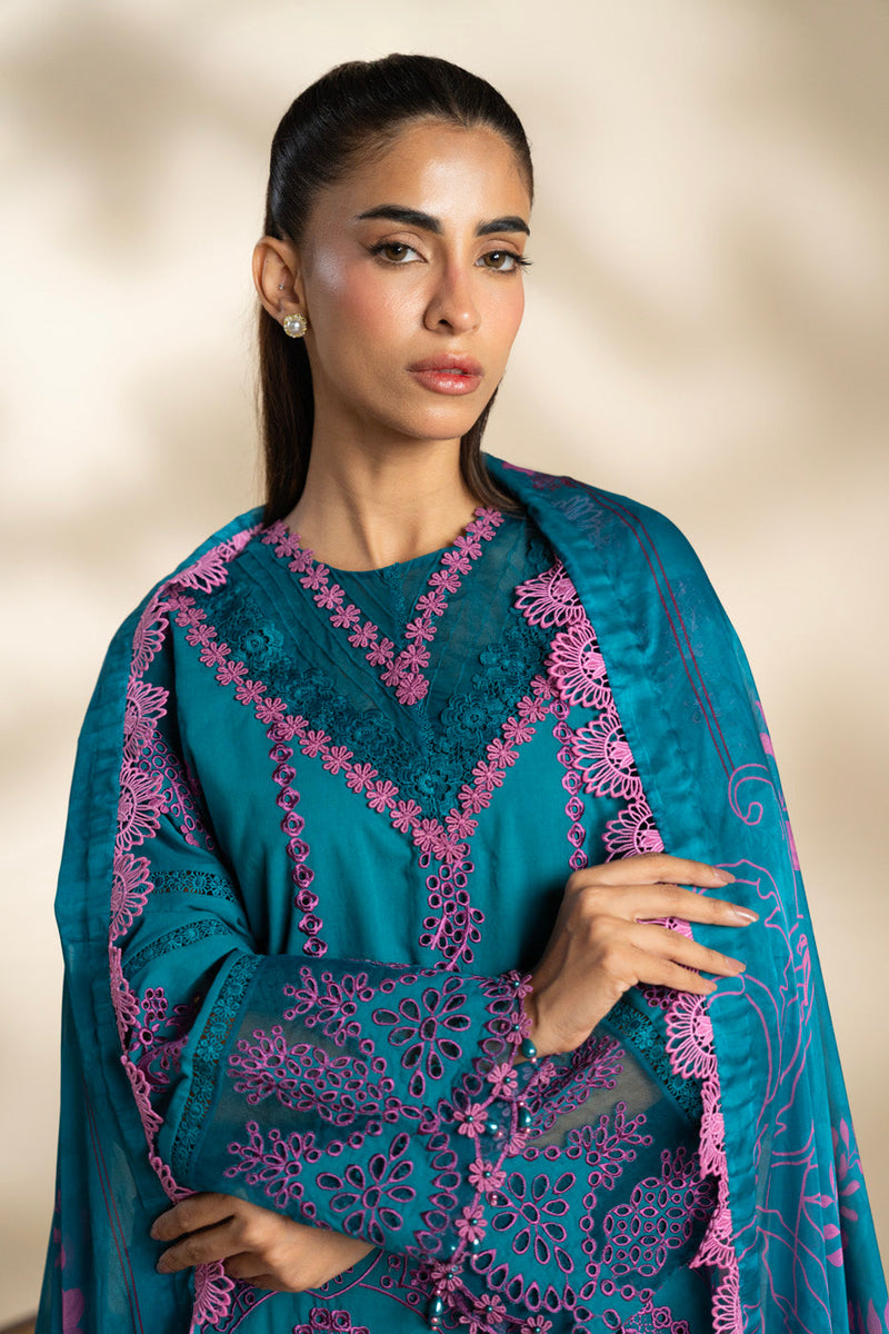 Al Karam | Schiffli Capsule | RTS | SHIRT, TROUSER & DUPATTA 5 - Ladies Clothes - Maria Faisal