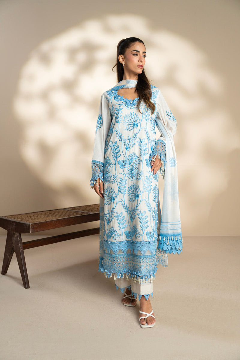 Al Karam | Schiffli Capsule | RTS | SHIRT, TROUSER & DUPATTA 6 - Ladies Clothes - Maria Faisal