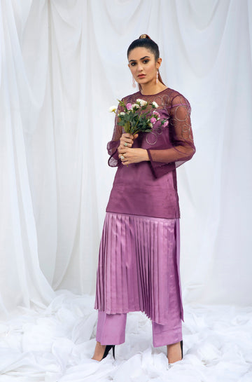 Hana | Viridity Ready to Wear | Peri-Winkle -VRT-010 - Designer Dress with Intricate embroidery and embellishments. Shop elegent wedding dress at Maria Faisal.