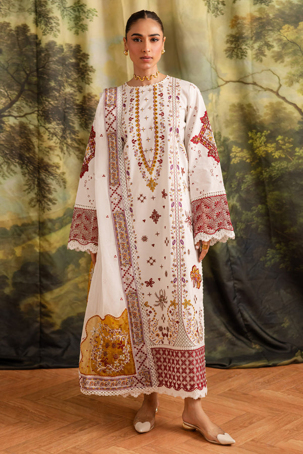Marjjan | Guzel Lawn | SMC 207-A (White) - Ladies Clothes - Maria Faisal