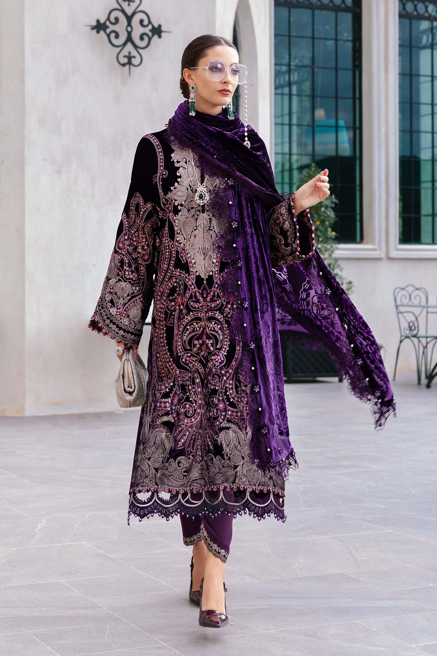 Maria B | Winter Luxe 25 | WL-1311 - Casual Dress - available at Maria Faisal in UK and USA.