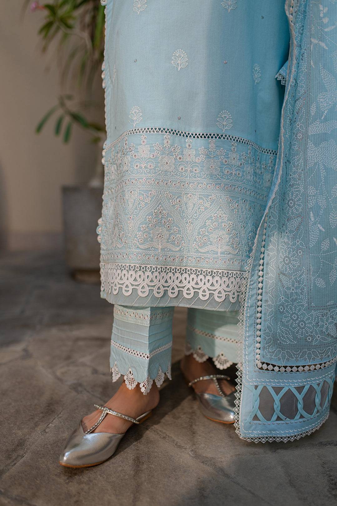 Zellbury | Unstitched 3 Piece Chikankari | Embroidered Shirt Shalwar Dupatta - 0709 by Maria Faisal - Registered Vendor of : Zellbury Women - type : Signature Unstitched - 100% original wedding dresses