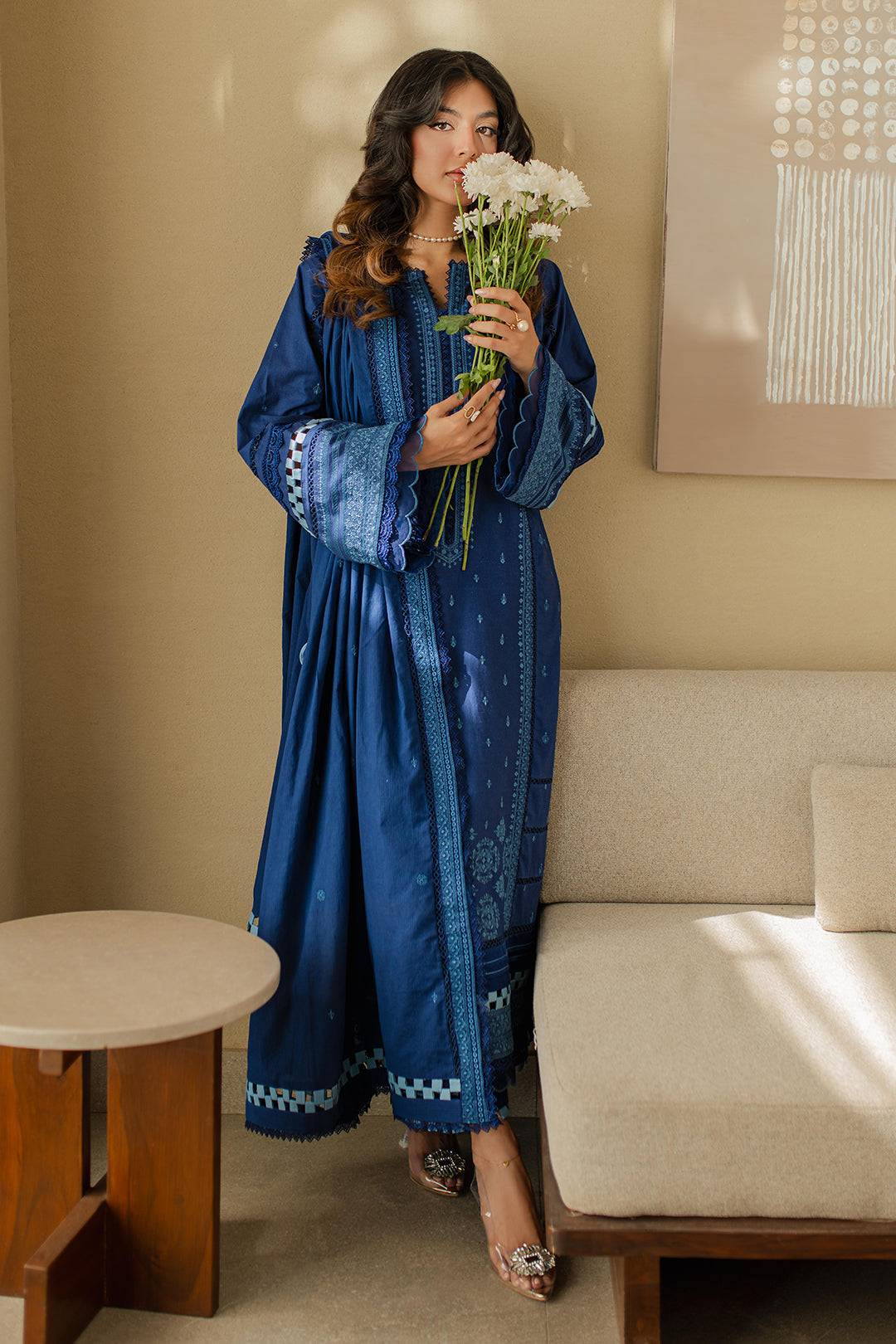 Zellbury | Unstitched 3 Piece Chikankari | Embroidered Shirt Shalwar Dupatta - 0711 by Maria Faisal - Registered Vendor of : Zellbury Women - type : Signature Unstitched - 100% original wedding dresses