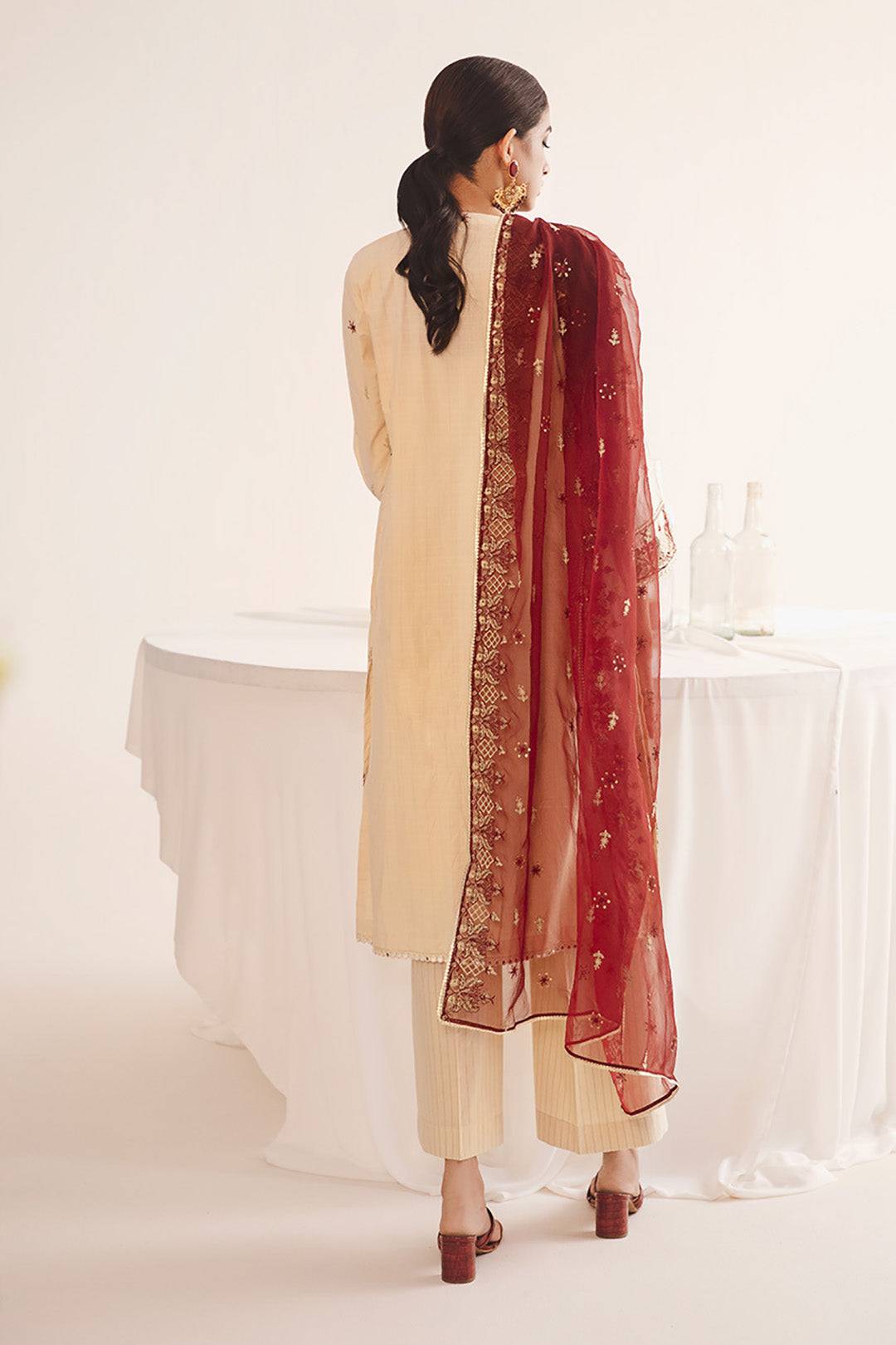 Zellbury | Unstitched 3 Piece Dobby | Embroidered Shirt Shalwar Dupatta - 0301 by Maria Faisal - Registered Vendor of : Zellbury Women - type : Luxury Unstitch - 100% original wedding dresses