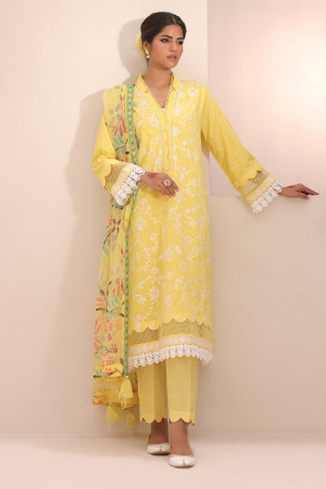 Zellbury | Unstitched 3 Piece Lawn | Embroidered Shirt Shalwar Dupatta - 1261 - Designer Dress with Intricate embroidery and embellishments. Shop elegent wedding dress at Maria Faisal.
