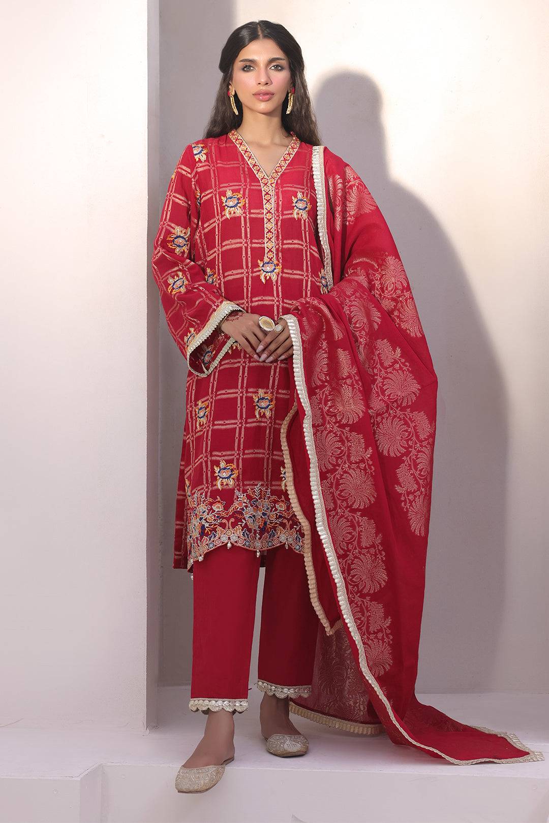 Zellbury | Unstitched 3 Piece Jacquard | Embroidered Shirt Shalwar Dupatta - 1803 by Maria Faisal - Registered Vendor of : Zellbury Women - type : Signature Unstitched - 100% original wedding dresses