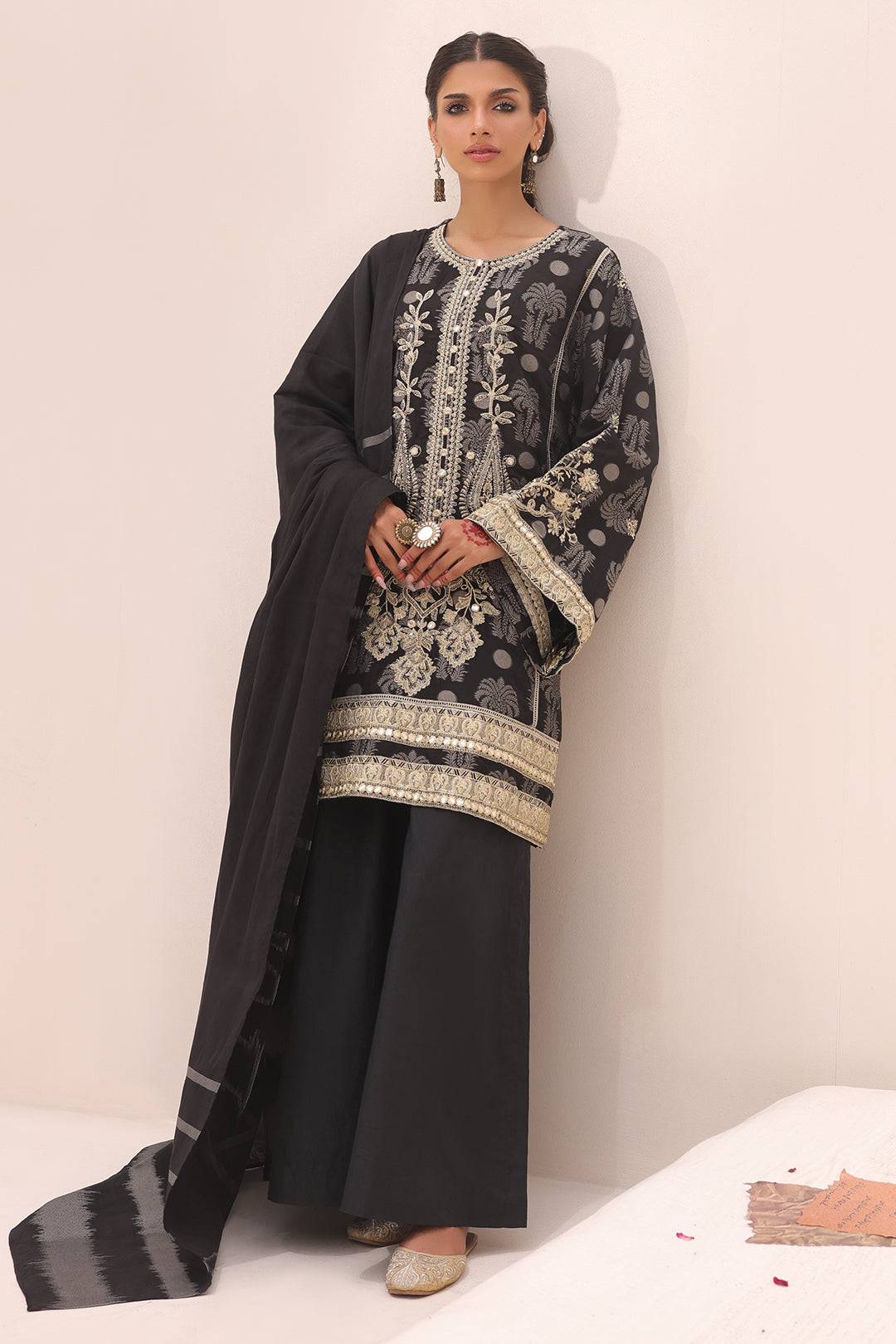 Zellbury | Unstitched 3 Piece Jacquard | Embroidered Shirt Shalwar Dupatta - 1806 by Maria Faisal - Registered Vendor of : Zellbury Women - type : Signature Unstitched - 100% original wedding dresses