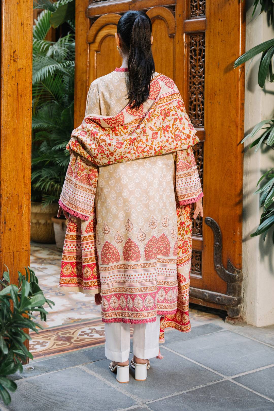 Zellbury | Unstitched 2 Piece Beige Color | Embroidered Shirt Dupatta - 0179 by Maria Faisal - Registered Vendor of : Zellbury Women - type : Essential Unstitched - 100% original wedding dresses