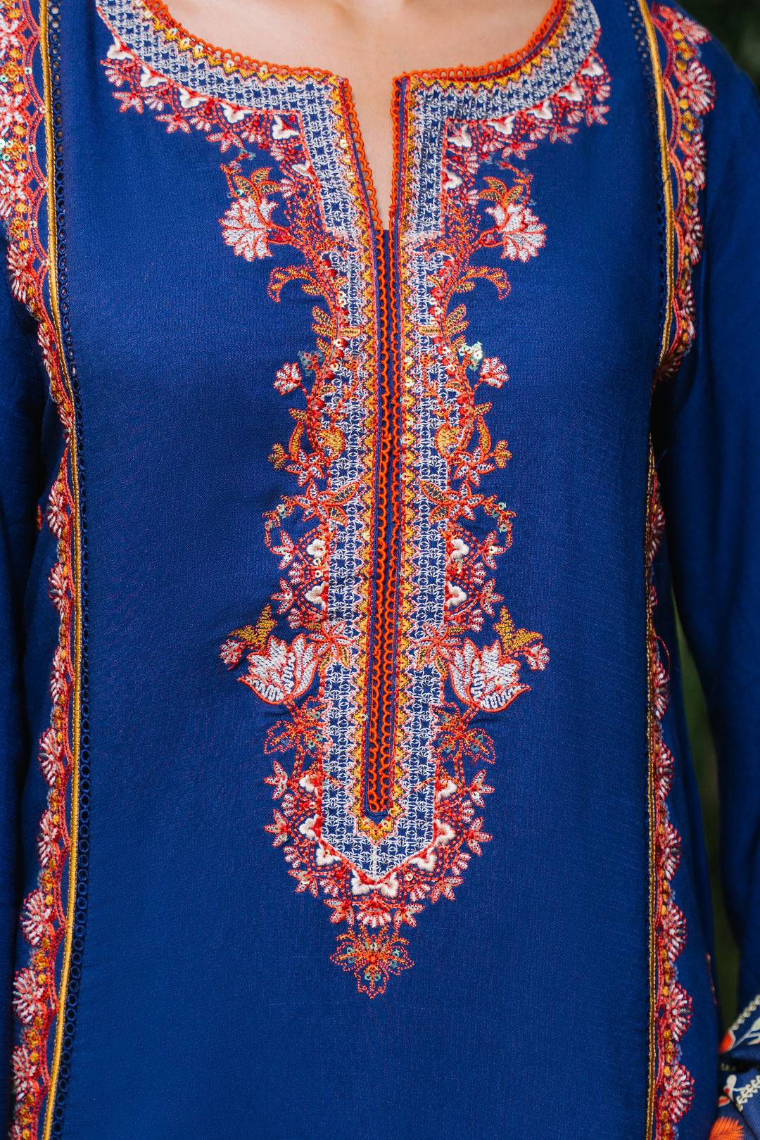 Zellbury | Unstitched 3 Piece Cotail | Embroidered Shirt Shalwar Dupatta - 0245 by Maria Faisal - Registered Vendor of : Zellbury Women - type : Signature Unstitched - 100% original wedding dresses