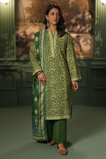 Zellbury | Unstitched 3 Piece Khaddar | Shirt Shalwar Shawl - 0384 - Designer Dress with Intricate embroidery and embellishments. Shop elegent wedding dress at Maria Faisal.